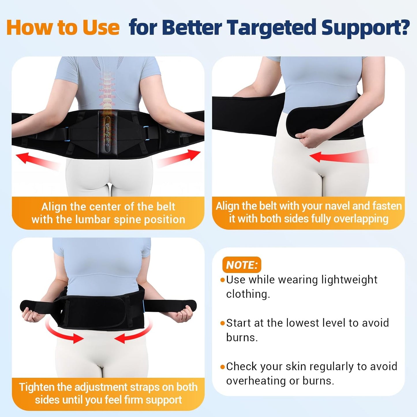 Heating Pad with Back Brace for Lower Back