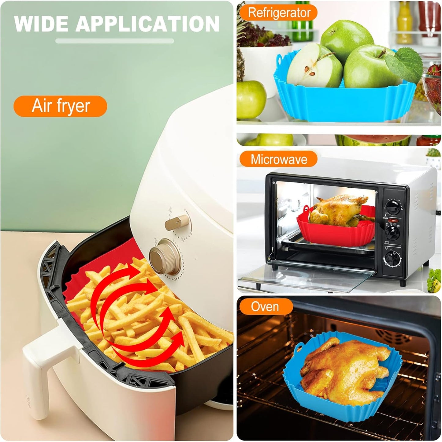 2 PCS Square Silicone Air Fryer Liners