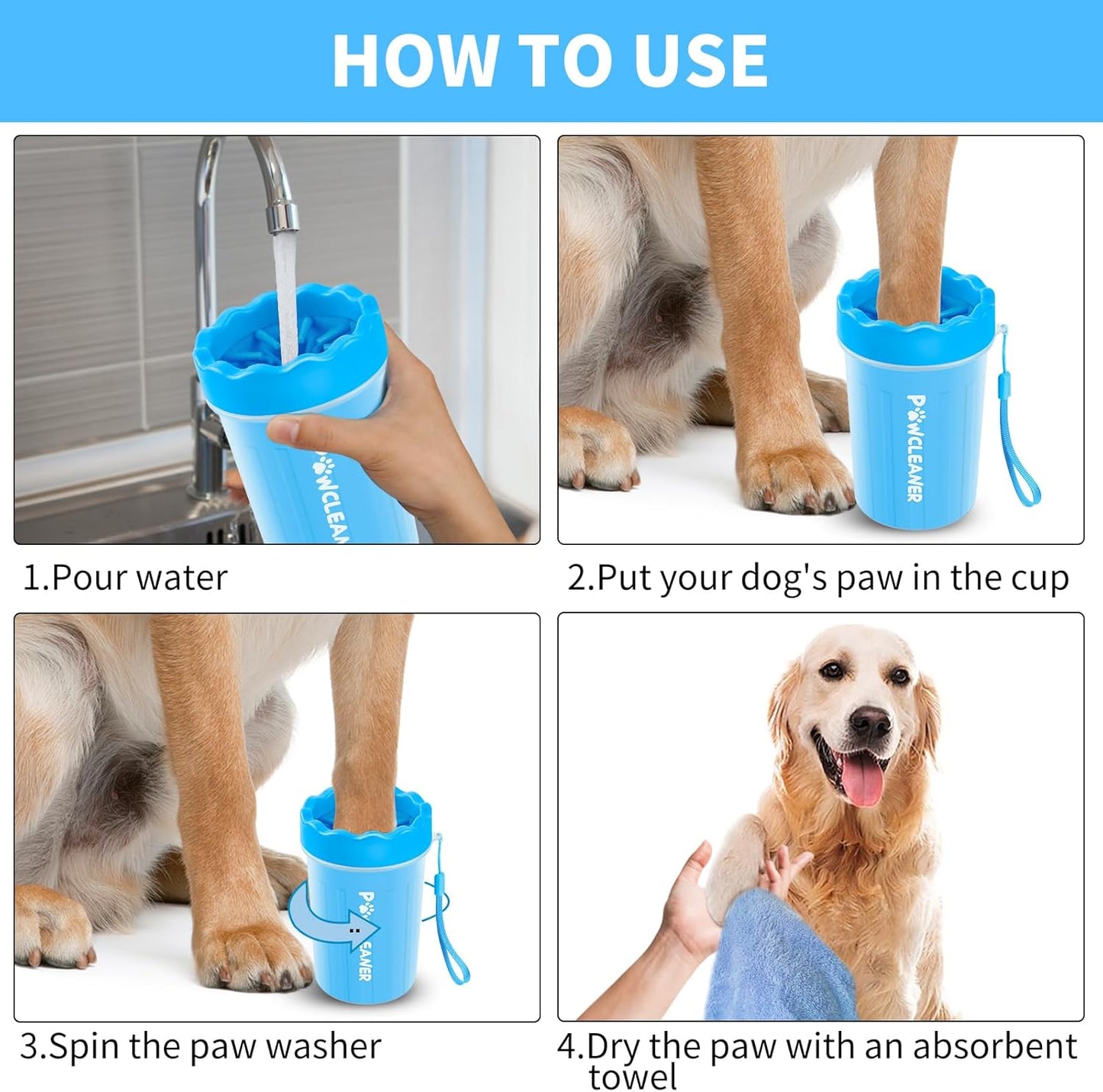 Professional 7 in 1 Dog Paw Cleaner for Dogs & Cats