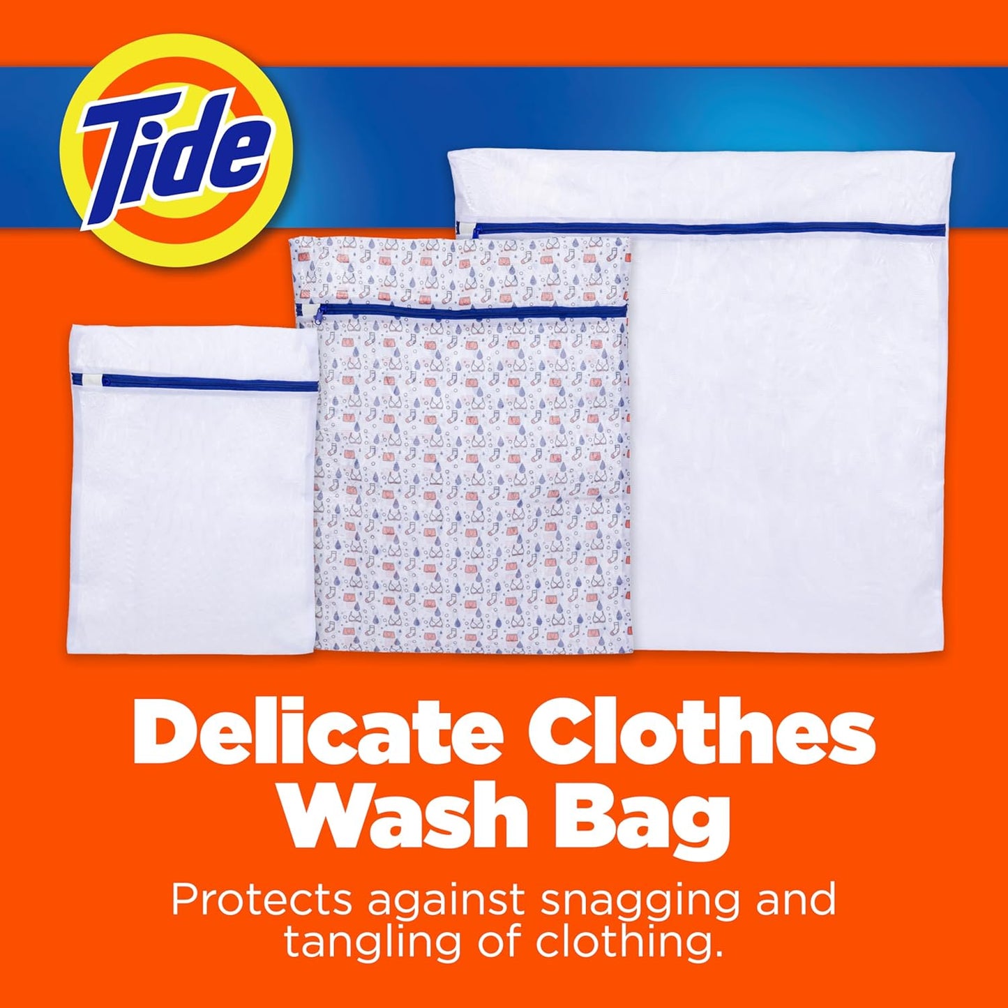 Tide Delicate Clothes Mesh Wash Bags for Wash Machine, 3 Pack (Small, Medium, and Large), Protects from Snagging, Tangling & Wear